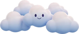 A group of clouds, one with the Outale mascot's face