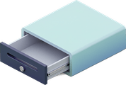 An open cash drawer
