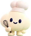 A cloud in a chef's hat holding a whisk
